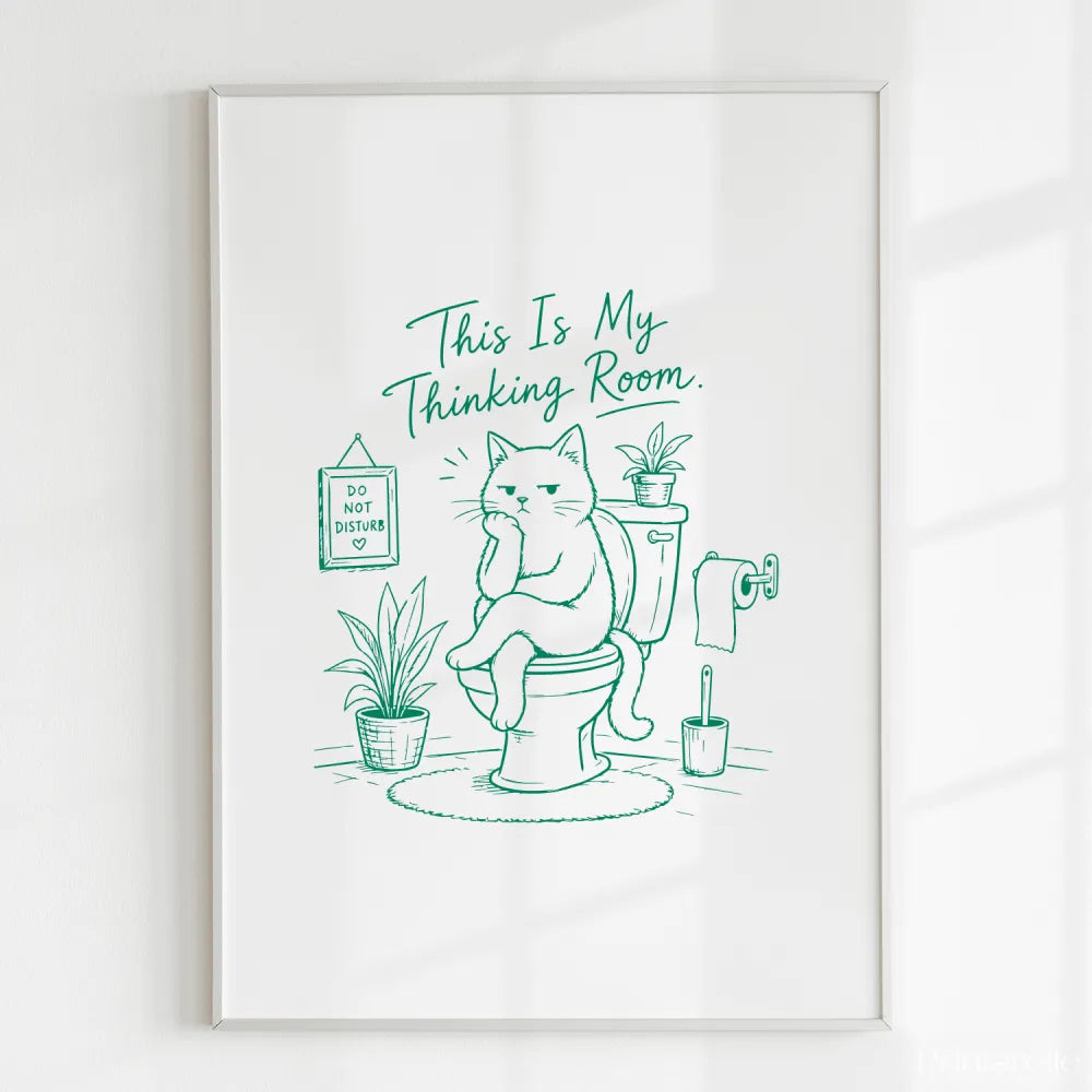 Handmade - Print - This Is My Thinking Room Funny Cat Toilet Print | Ireland