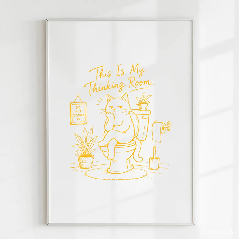 Handmade - Print - This Is My Thinking Room Funny Cat Toilet Print | Ireland