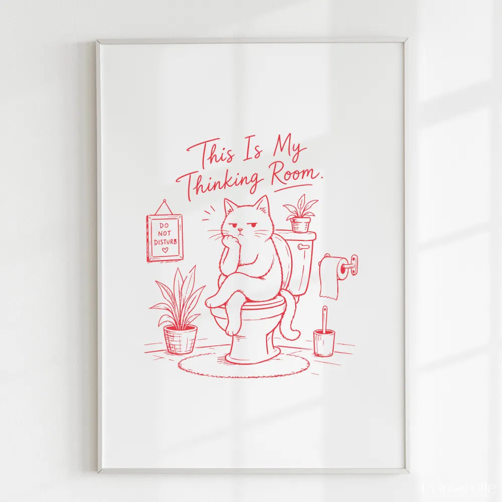 Handmade - Print - This Is My Thinking Room Funny Cat Toilet Print | Ireland