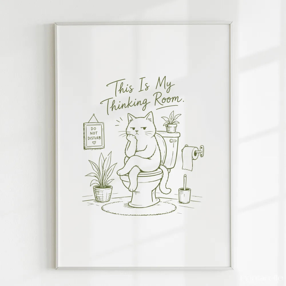 Handmade - Print - This Is My Thinking Room Funny Cat Toilet Print | Ireland