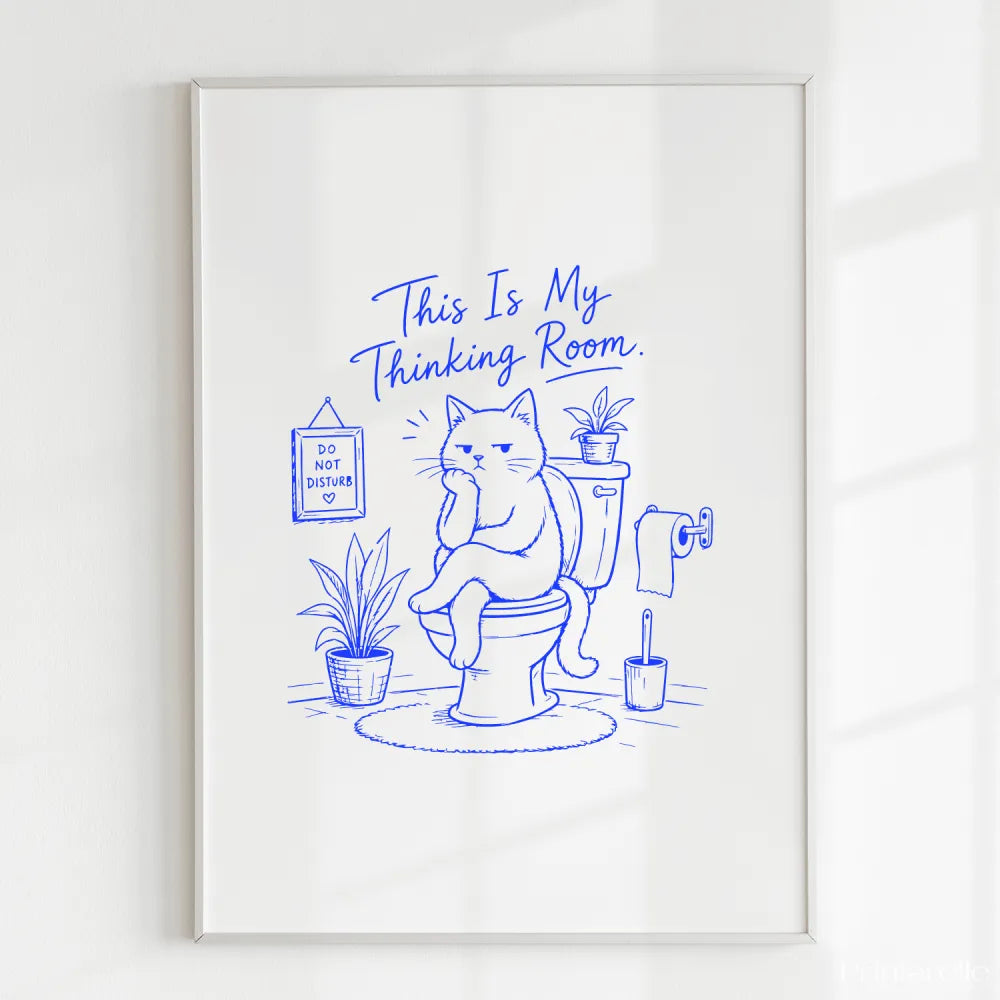 Handmade - Print - This Is My Thinking Room Funny Cat Toilet Print | Ireland