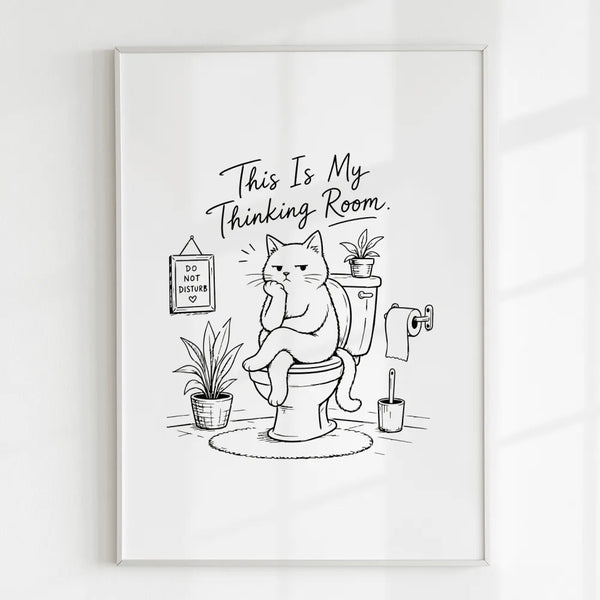 Handmade - Print - This Is My Thinking Room Funny Cat Toilet Print | Ireland
