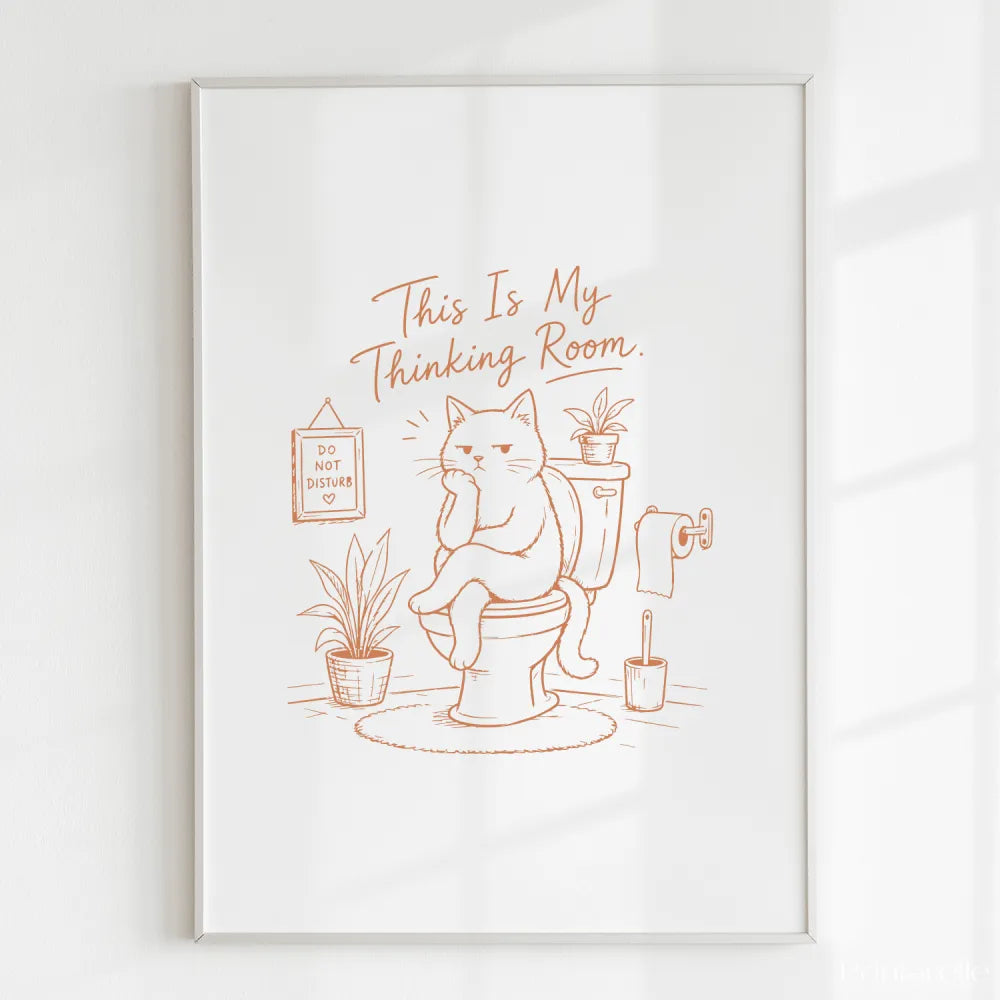 Handmade - Print - This Is My Thinking Room Funny Cat Toilet Print | Ireland