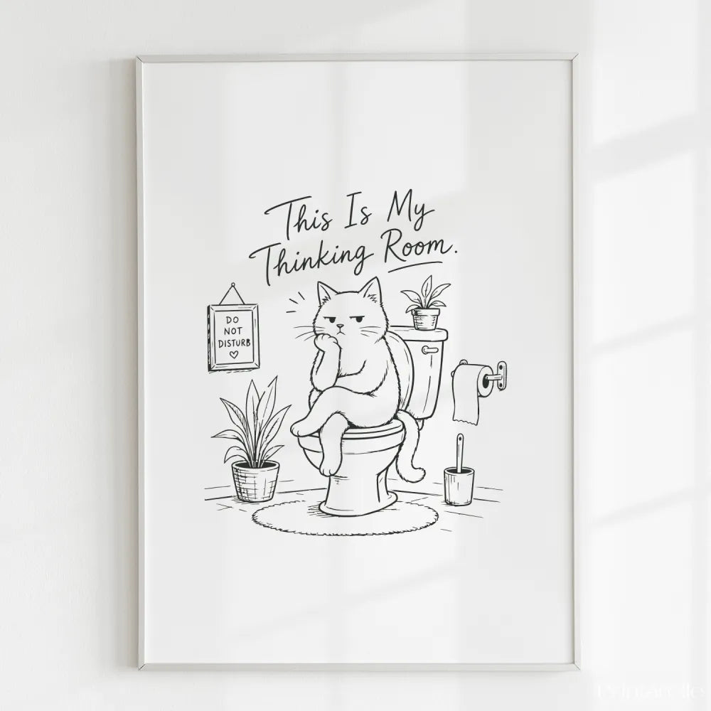 Handmade - Print - This Is My Thinking Room Funny Cat Toilet Print | Ireland