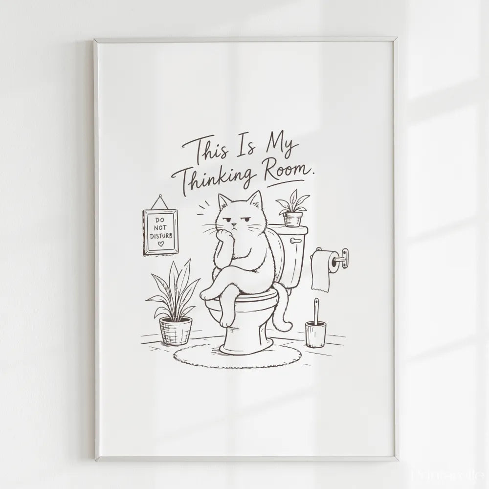 Handmade - Print - This Is My Thinking Room Funny Cat Toilet Print | Ireland