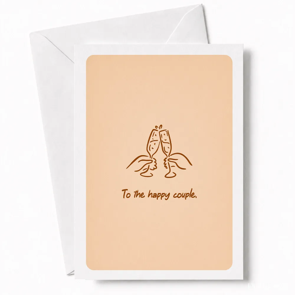 To the Happy Couple | Wedding Champagne Card - happy couple, wedding card, two hands raising, hands raising champagne,