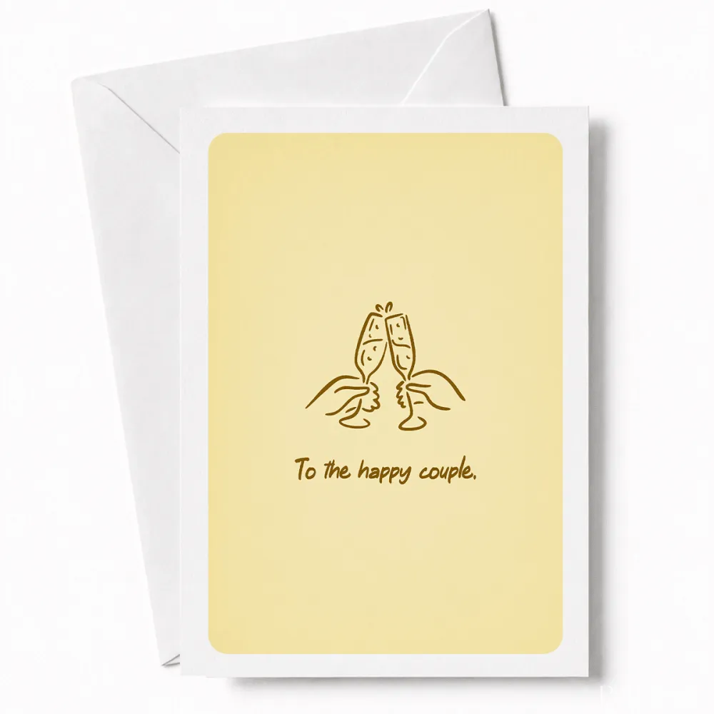 To the Happy Couple | Wedding Champagne Card - happy couple, wedding card, two hands raising, hands raising champagne,