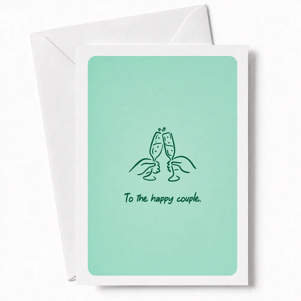 To the Happy Couple | Wedding Champagne Card - happy couple, wedding card, two hands raising, hands raising champagne,
