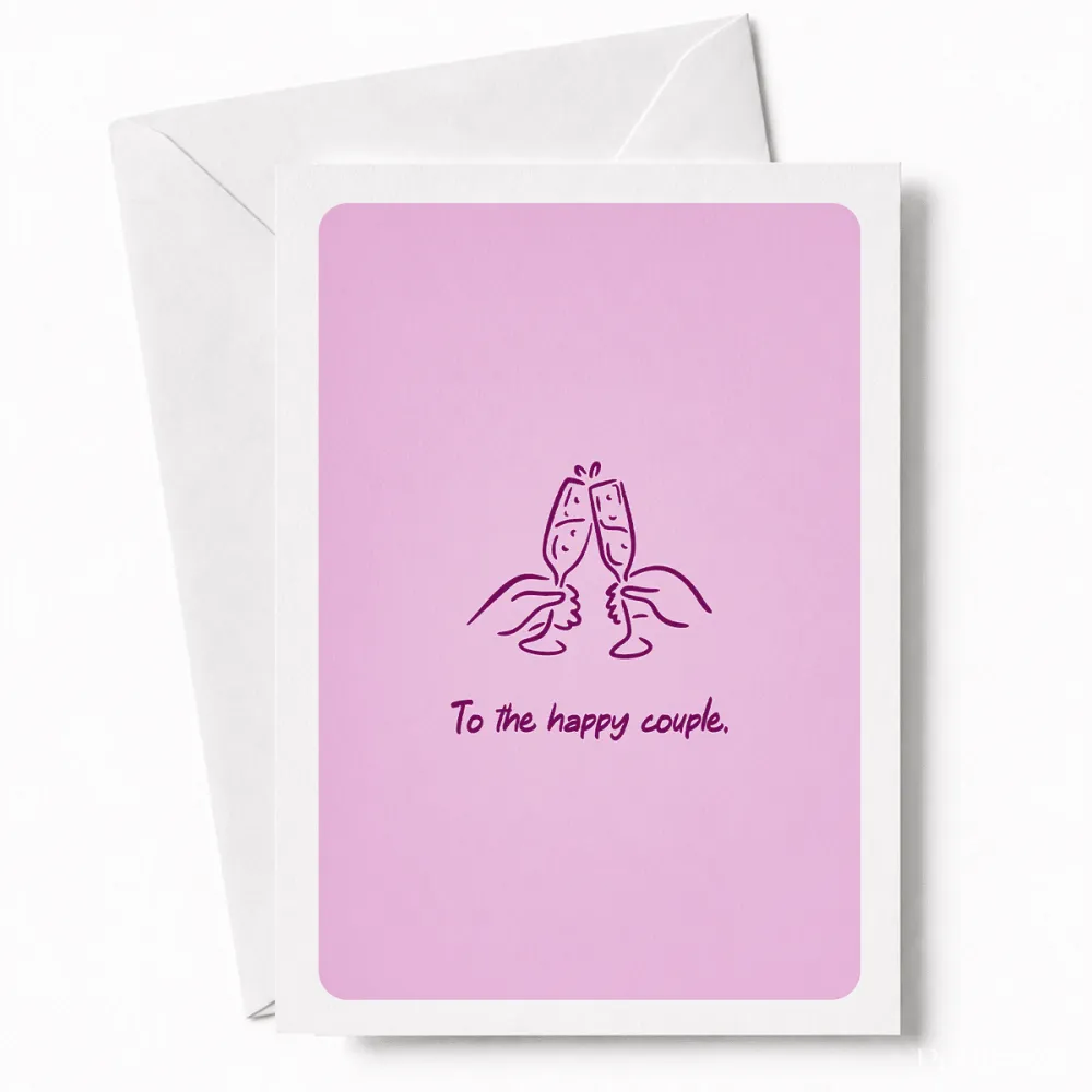 To the Happy Couple | Wedding Champagne Card - happy couple, wedding card, two hands raising, hands raising champagne,