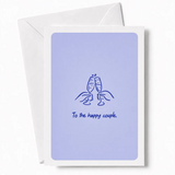 To the Happy Couple | Wedding Champagne Card - happy couple, wedding card, two hands raising, hands raising champagne,