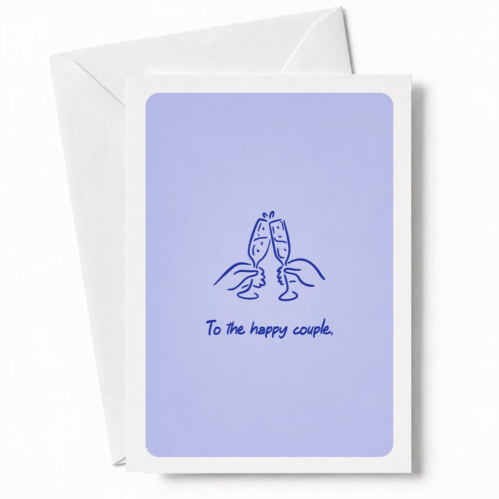 To the Happy Couple | Wedding Champagne Card - happy couple, wedding card, two hands raising, hands raising champagne,