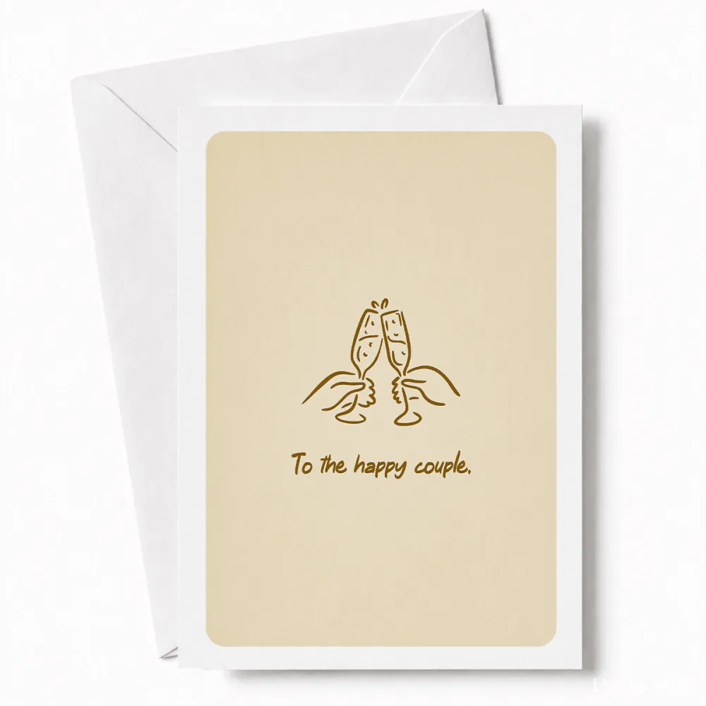 To the Happy Couple | Wedding Champagne Card - happy couple, wedding card, two hands raising, hands raising champagne,