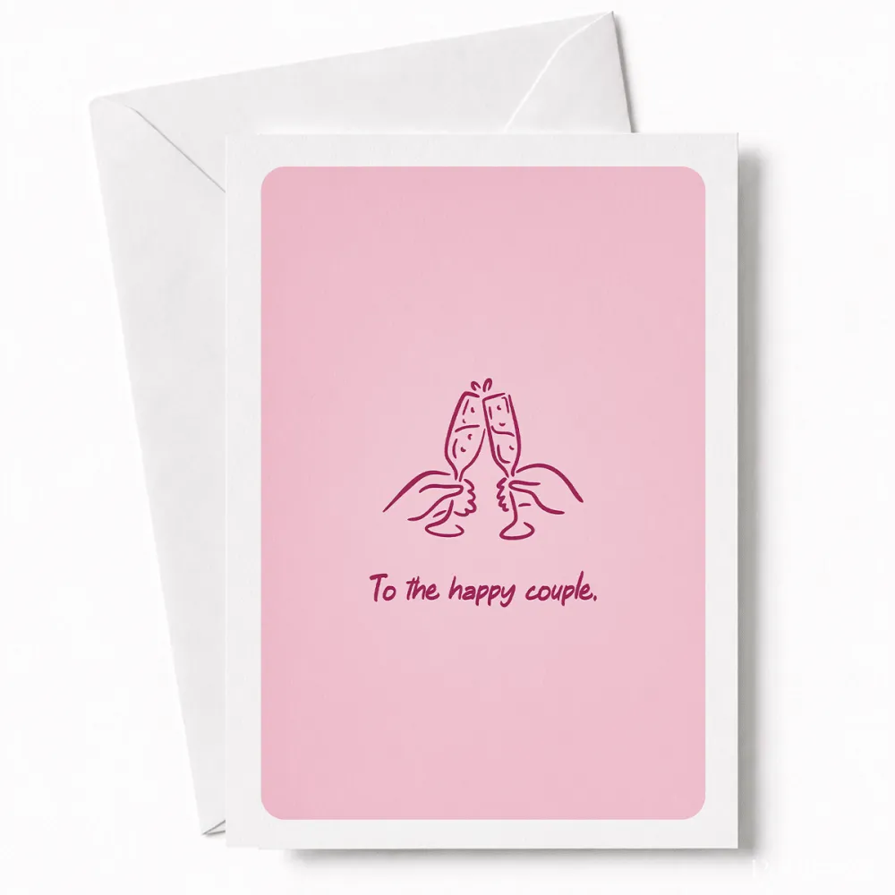 To the Happy Couple | Wedding Champagne Card - happy couple, wedding card, two hands raising, hands raising champagne,