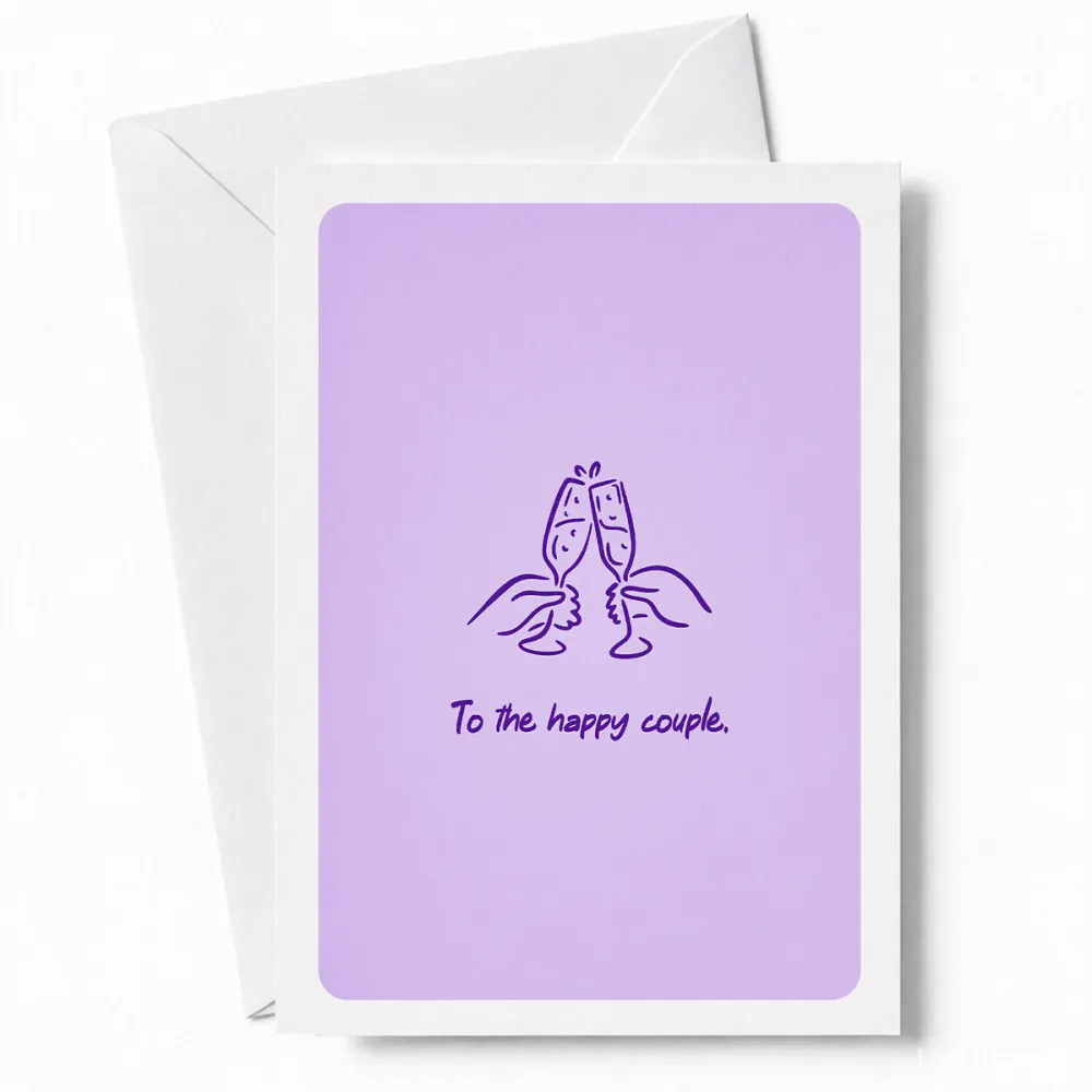To the Happy Couple | Wedding Champagne Card - happy couple, wedding card, two hands raising, hands raising champagne,