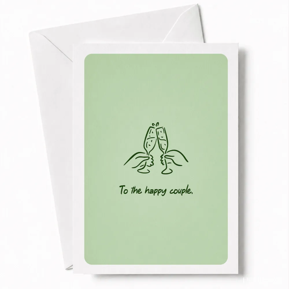 To the Happy Couple | Wedding Champagne Card - happy couple, wedding card, two hands raising, hands raising champagne,