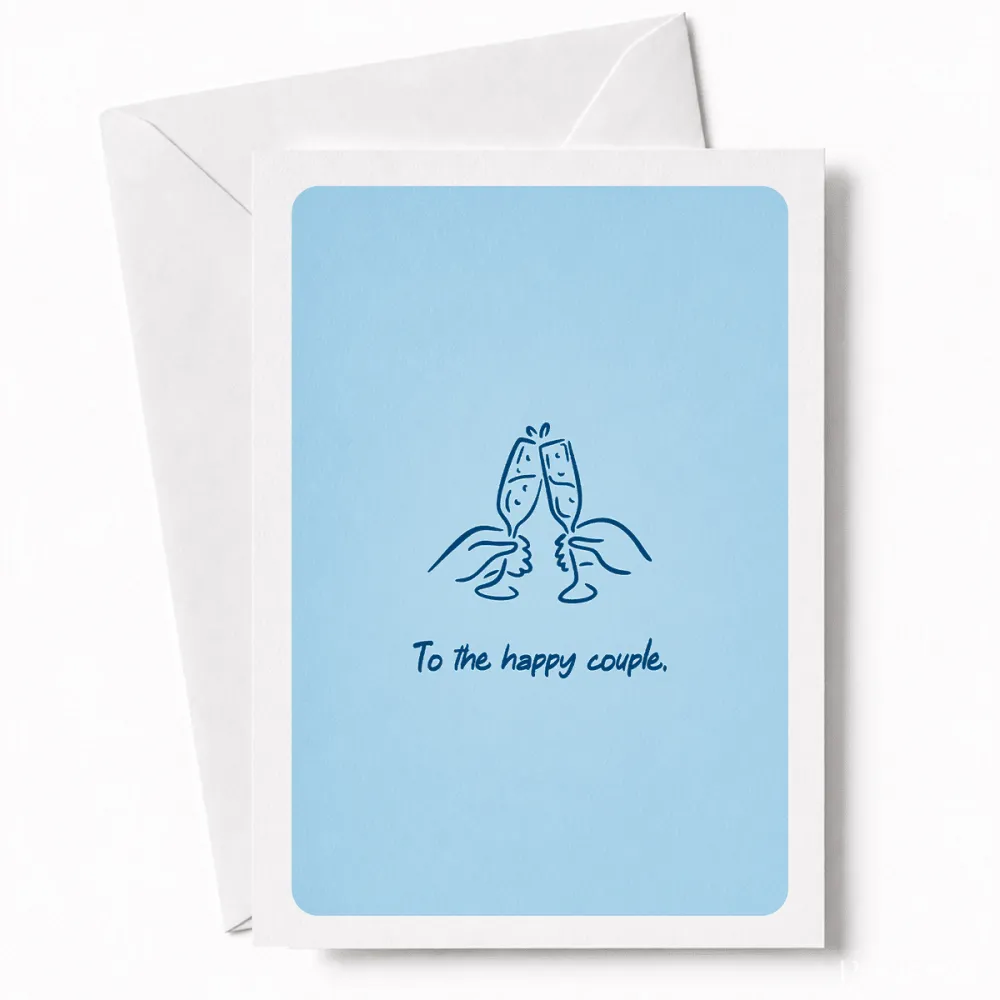 To the Happy Couple | Wedding Champagne Card - happy couple, wedding card, two hands raising, hands raising champagne,