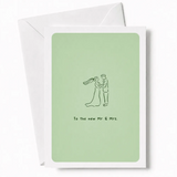 To the New Mr & Mrs | Wedding Couple Card - wedding card, minimalist illustration, kraft envelope, personalized foil