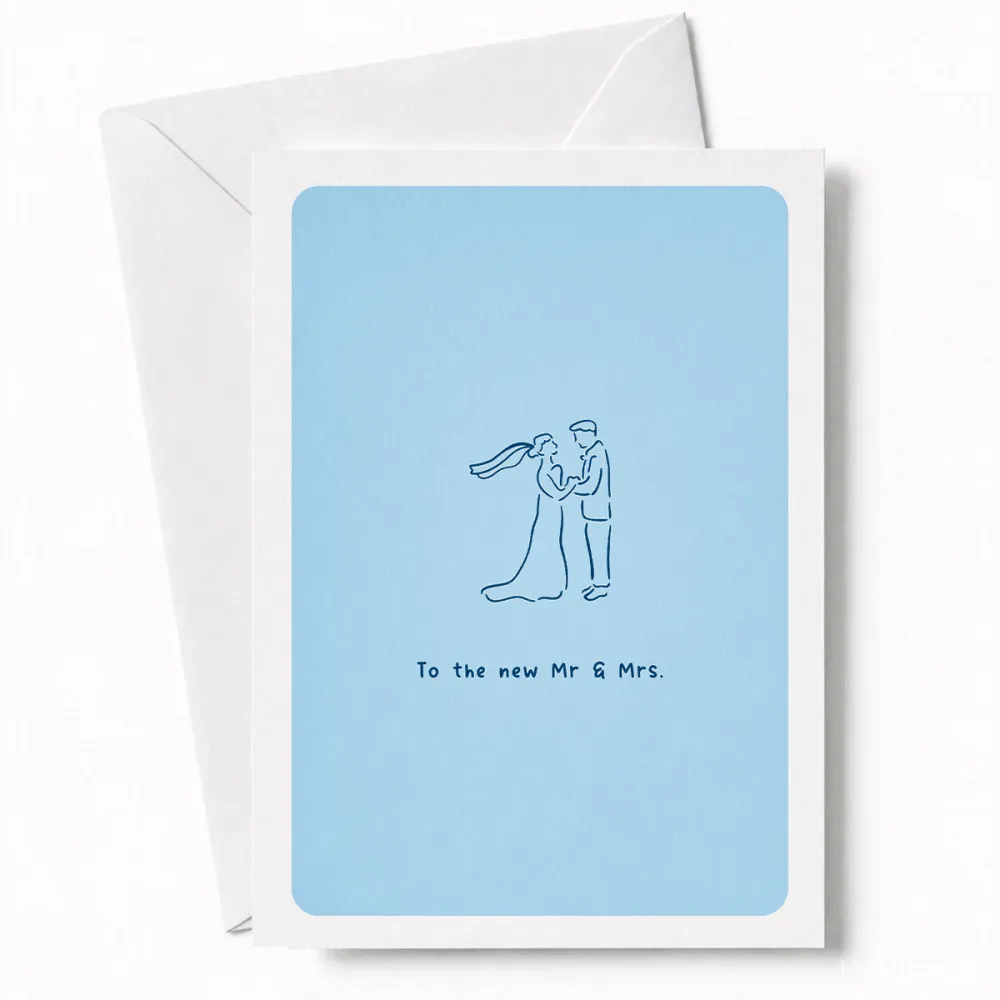 To the New Mr & Mrs | Wedding Couple Card - wedding card, minimalist illustration, kraft envelope, personalized foil