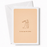 To the New Mr & Mrs | Wedding Couple Card - wedding card, minimalist illustration, kraft envelope, personalized foil