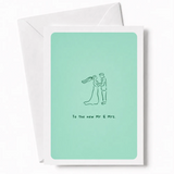 To the New Mr & Mrs | Wedding Couple Card - wedding card, minimalist illustration, kraft envelope, personalized foil