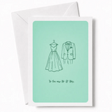 To the New Mr & Mrs | Wedding Dress & Tuxedo Card - wedding dress tuxedo, dress tuxedo card, bridal gown, groom’s