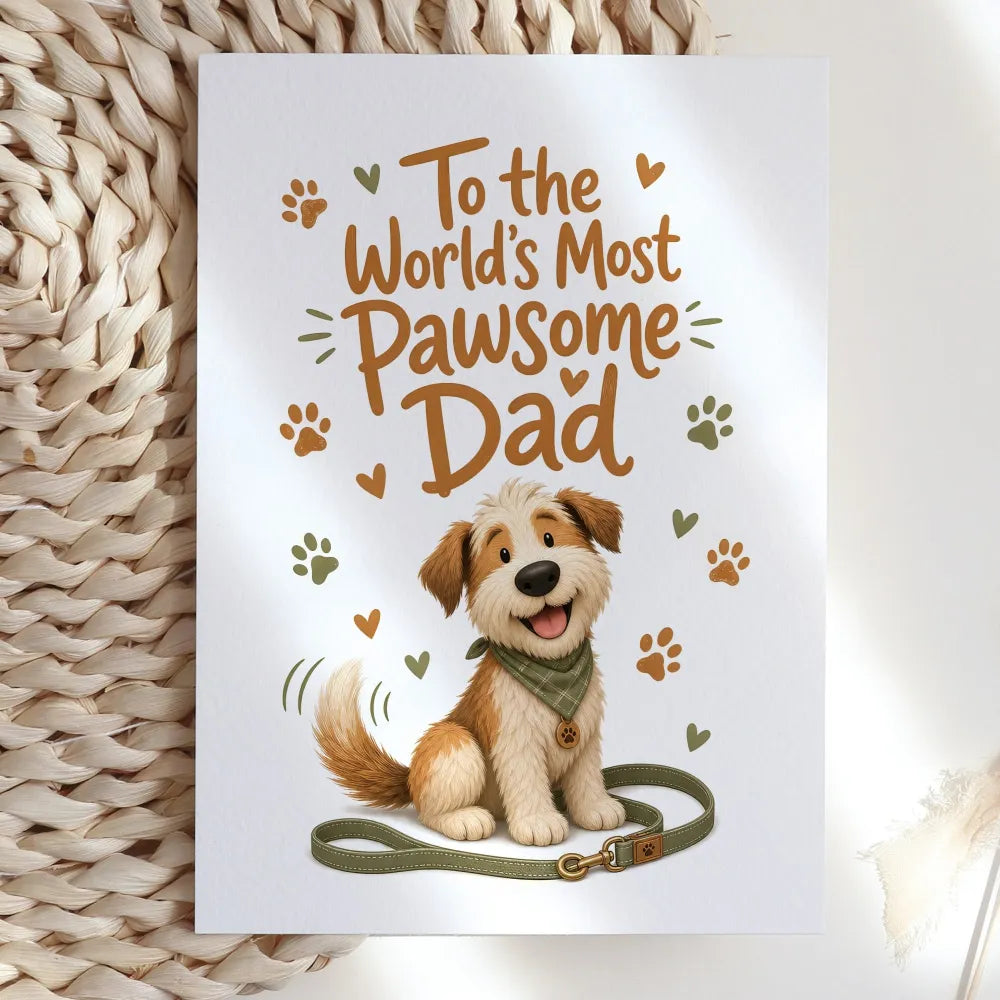 A warm, charming card that gets straight to the point. This illustrated design reads To the World’s Most Pawsome Dad