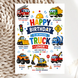 Truck Birthday Card for Kids - Vehicle Fan Card - truck birthday card, truck birthday, birthday card, kraft envelope,
