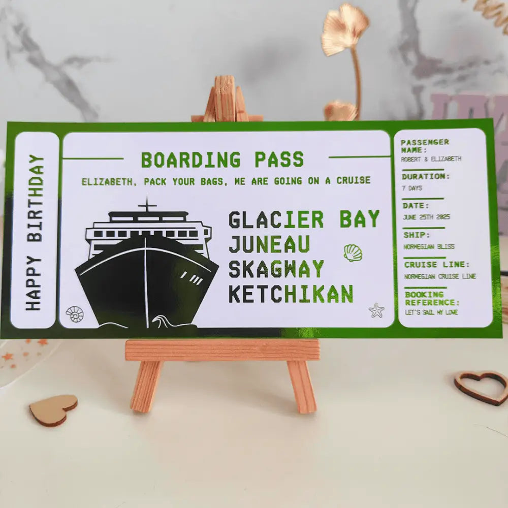 Ultimate Travel Gift - Cruise Boarding Pass - Foil Ticket
