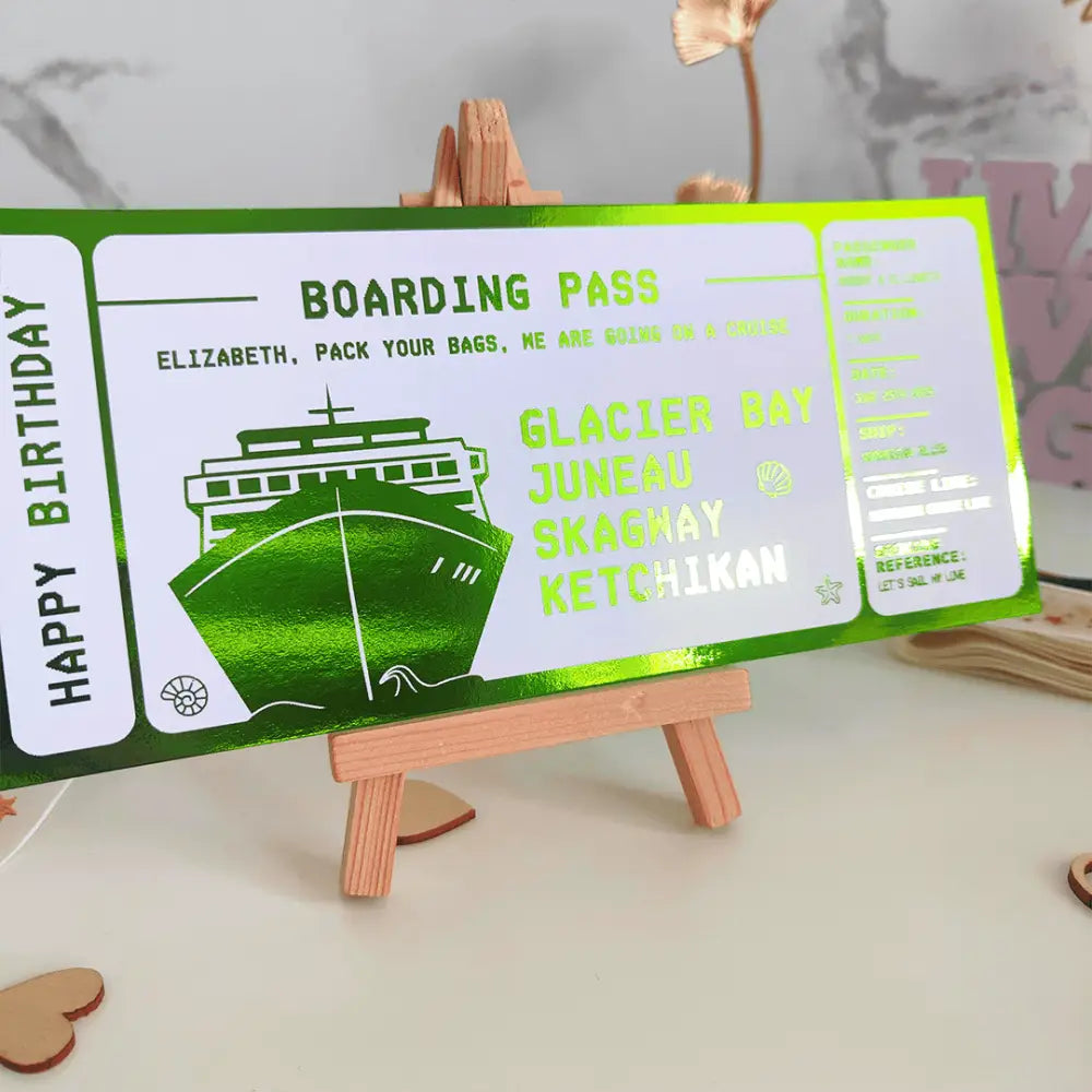 Ultimate Travel Gift - Cruise Boarding Pass - Foil Ticket