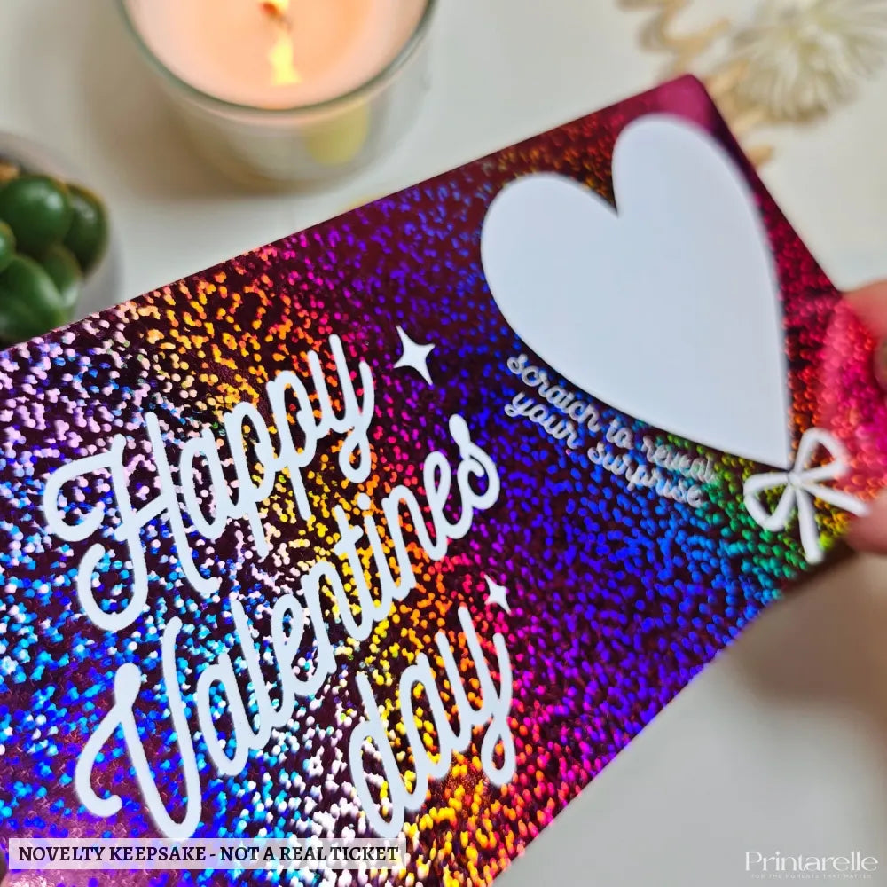 Valentine Scratch-Off Foil Ticket | Personalised Surprise Card - personalised valentine, surprise message, real foil,