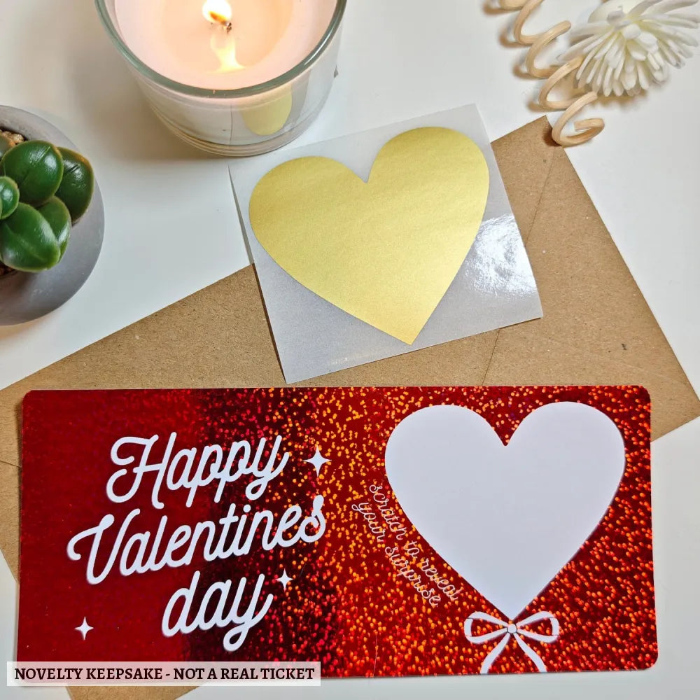 Valentine Scratch-Off Foil Ticket | Personalised Surprise Card - personalised valentine, surprise message, real foil,