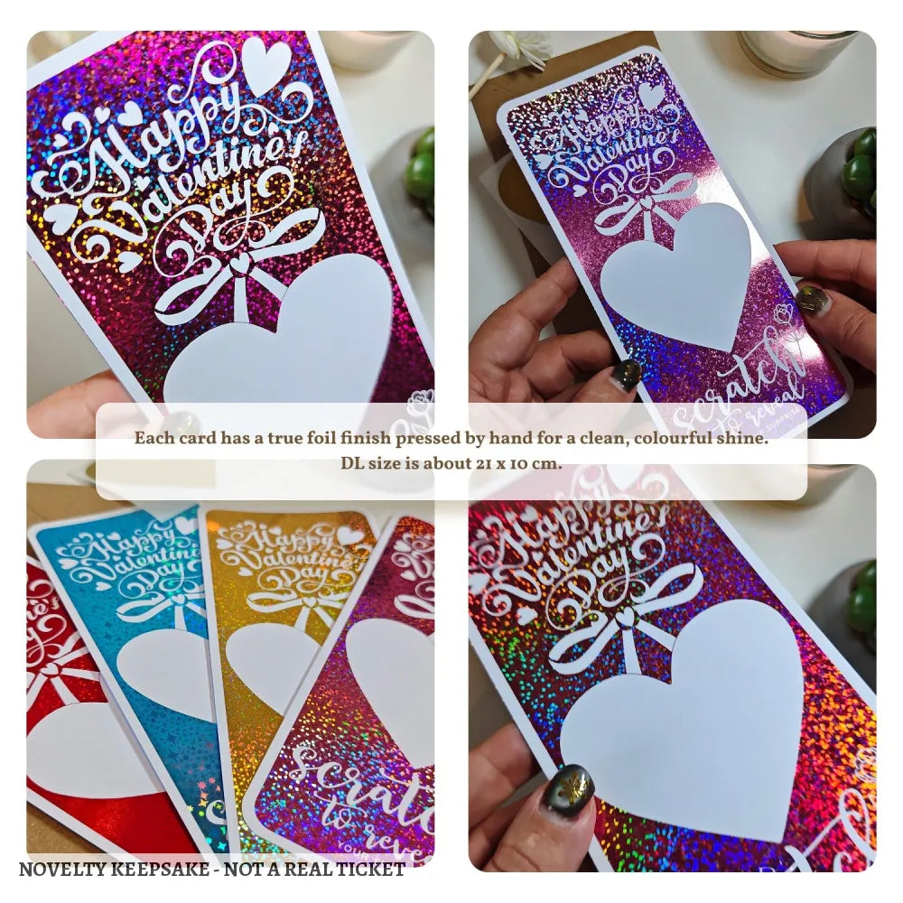 Valentine Scratch-Off Foil Ticket | Surprise Gift - valentine scratch-off, keepsake gift, experience reveals,