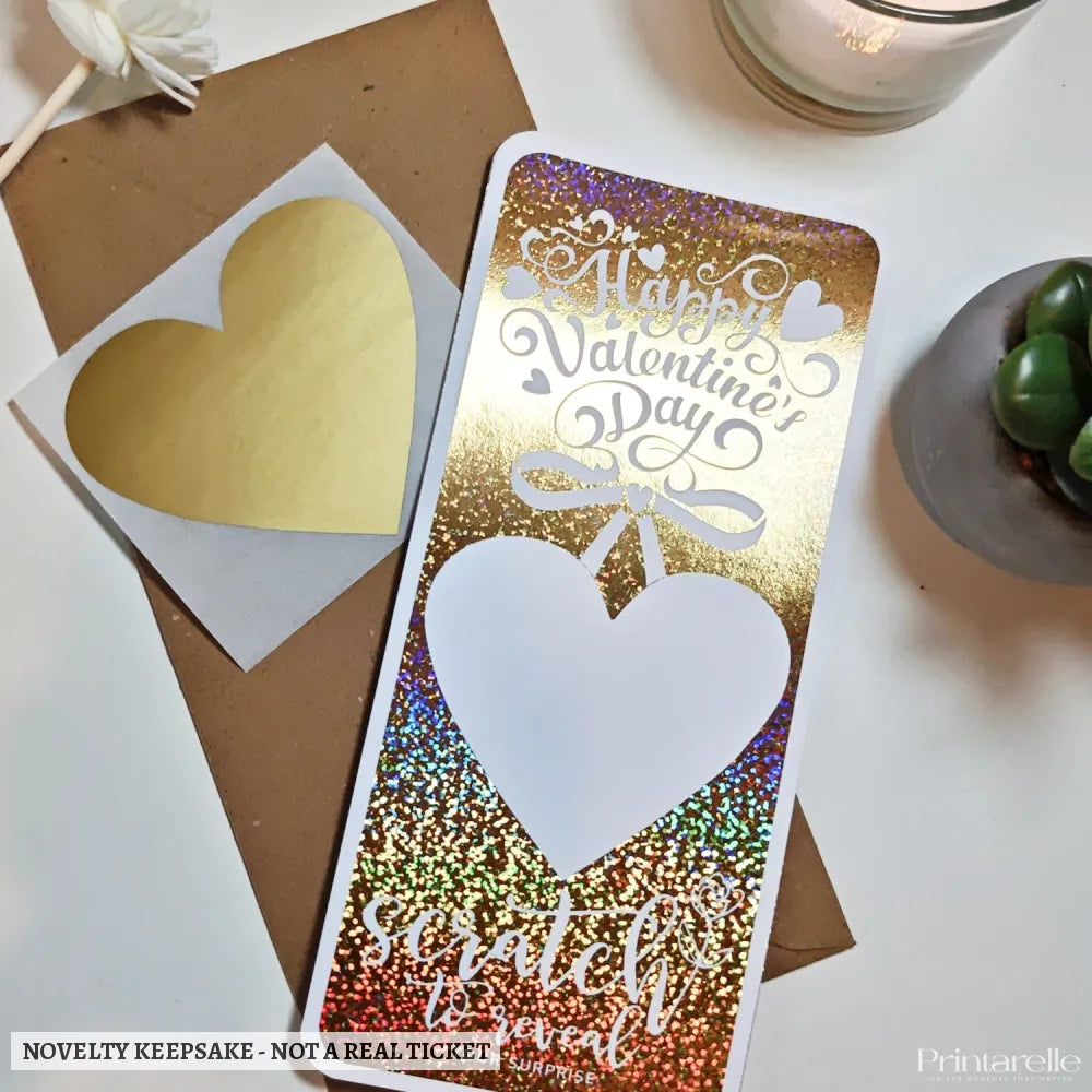Valentine Scratch-Off Foil Ticket | Surprise Gift - valentine scratch-off, keepsake gift, experience reveals,
