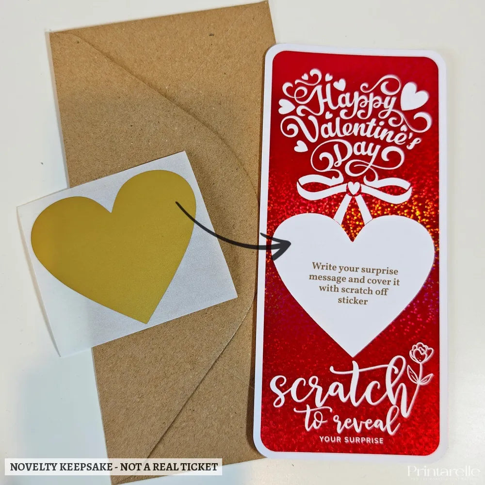 Valentine Scratch-Off Foil Ticket | Surprise Gift - valentine scratch-off, keepsake gift, experience reveals,