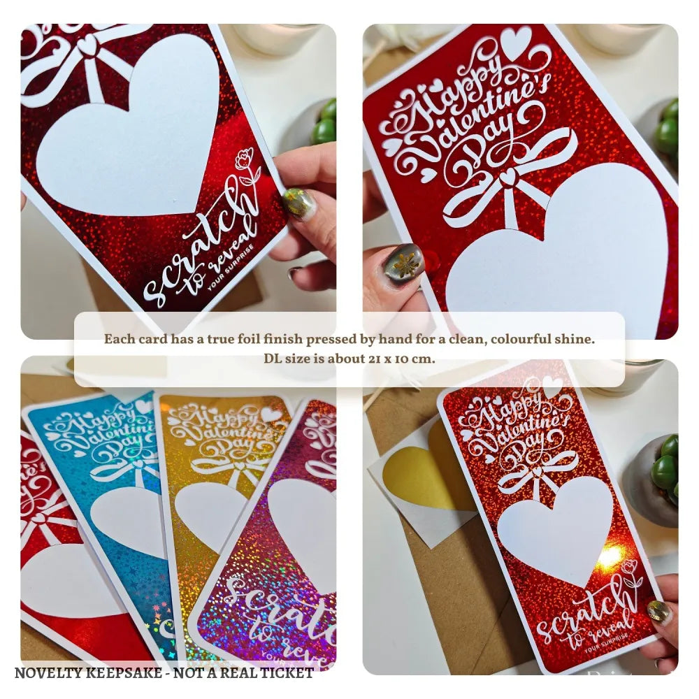 Valentine Scratch-Off Foil Ticket | Surprise Gift - valentine scratch-off, keepsake gift, experience reveals,