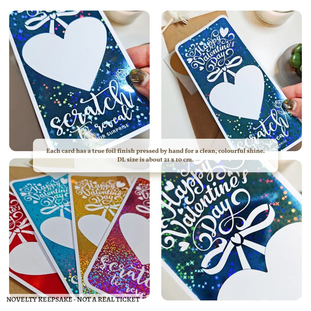 Valentine Scratch-Off Foil Ticket | Surprise Gift - valentine scratch-off, keepsake gift, experience reveals,