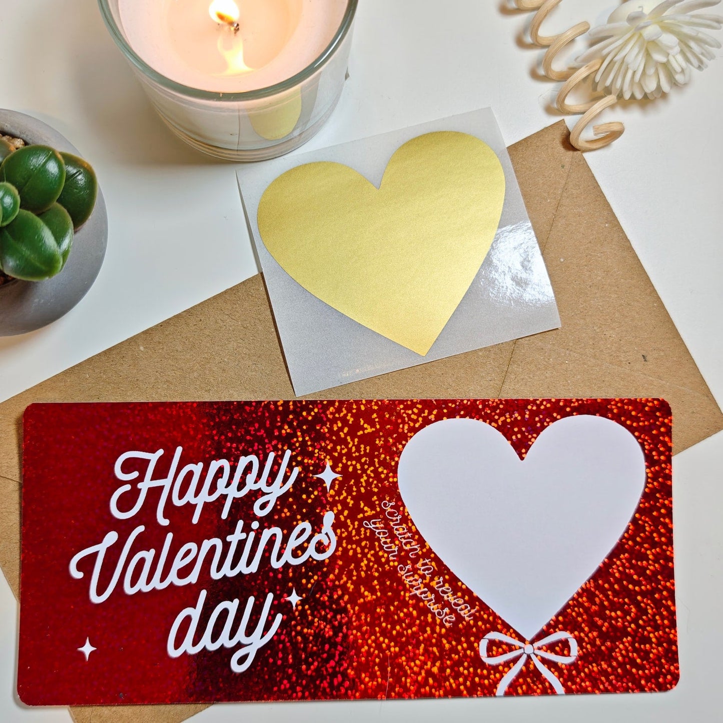Valentine Scratch-Off Foil Ticket | Personalised Surprise Card - Red Glitter Foil Ticket - Printarelle