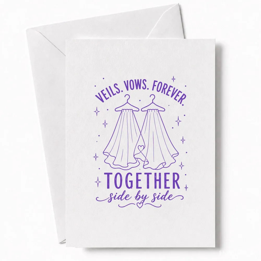 Handmade - Greeting Card - Two Brides Wedding Card – Veils Vows Forever Together | Ireland
