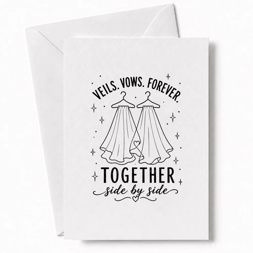 Handmade - Greeting Card - Two Brides Wedding Card – Veils Vows Forever Together | Ireland