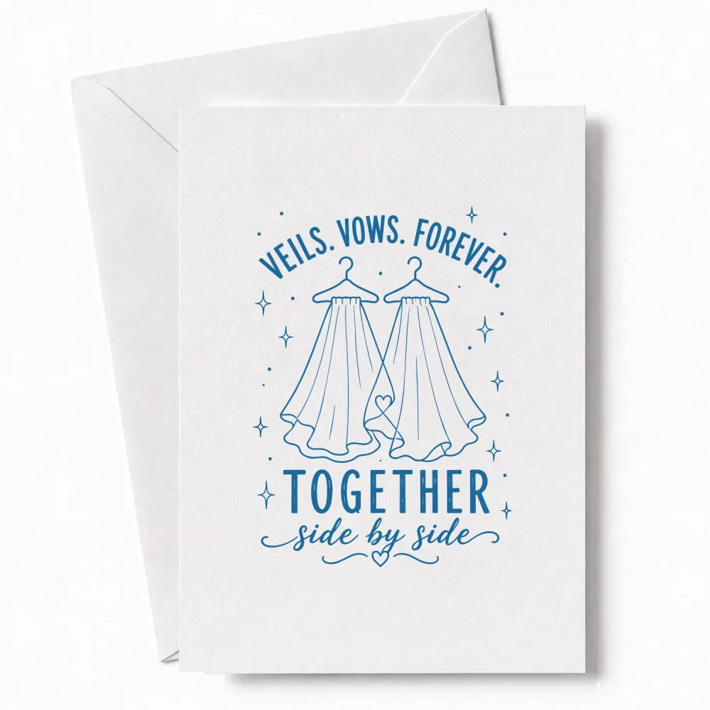 Handmade - Greeting Card - Two Brides Wedding Card – Veils Vows Forever Together | Ireland