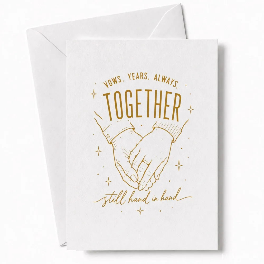 Handmade - Greeting Card - Anniversary Wedding Card – Together Still Hand in Hand | Ireland