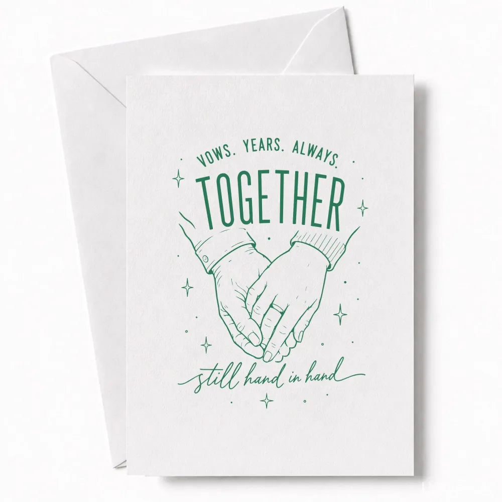 Handmade - Greeting Card - Anniversary Wedding Card – Together Still Hand in Hand | Ireland