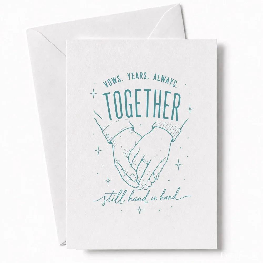 Handmade - Greeting Card - Anniversary Wedding Card – Together Still Hand in Hand | Ireland