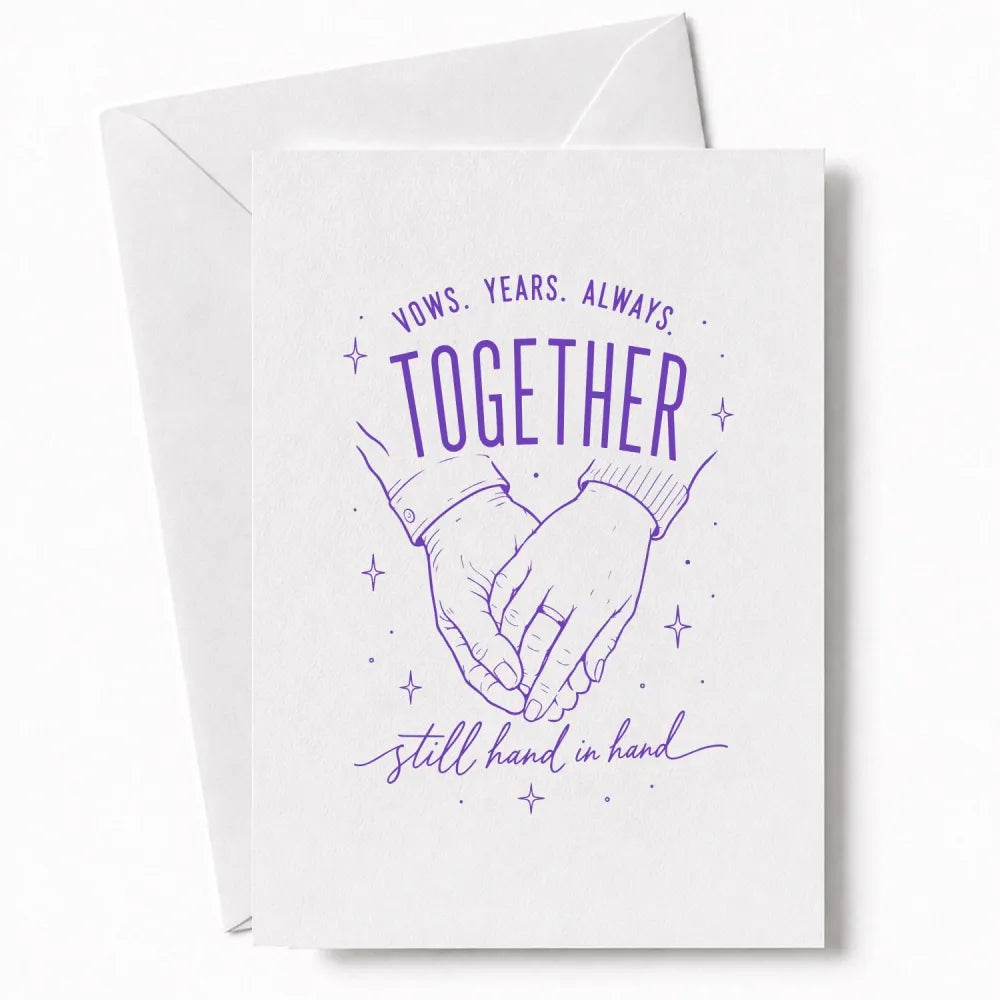Handmade - Greeting Card - Anniversary Wedding Card – Together Still Hand in Hand | Ireland
