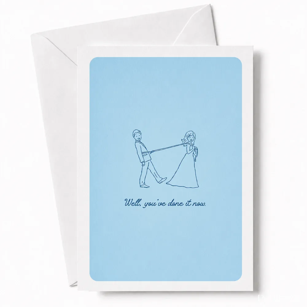 Well You’ve Done It Now | Funny Wedding Card - funny wedding card, kraft envelope, colour options, funny wedding,