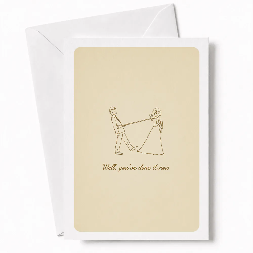 Well You’ve Done It Now | Funny Wedding Card - funny wedding card, kraft envelope, colour options, funny wedding,