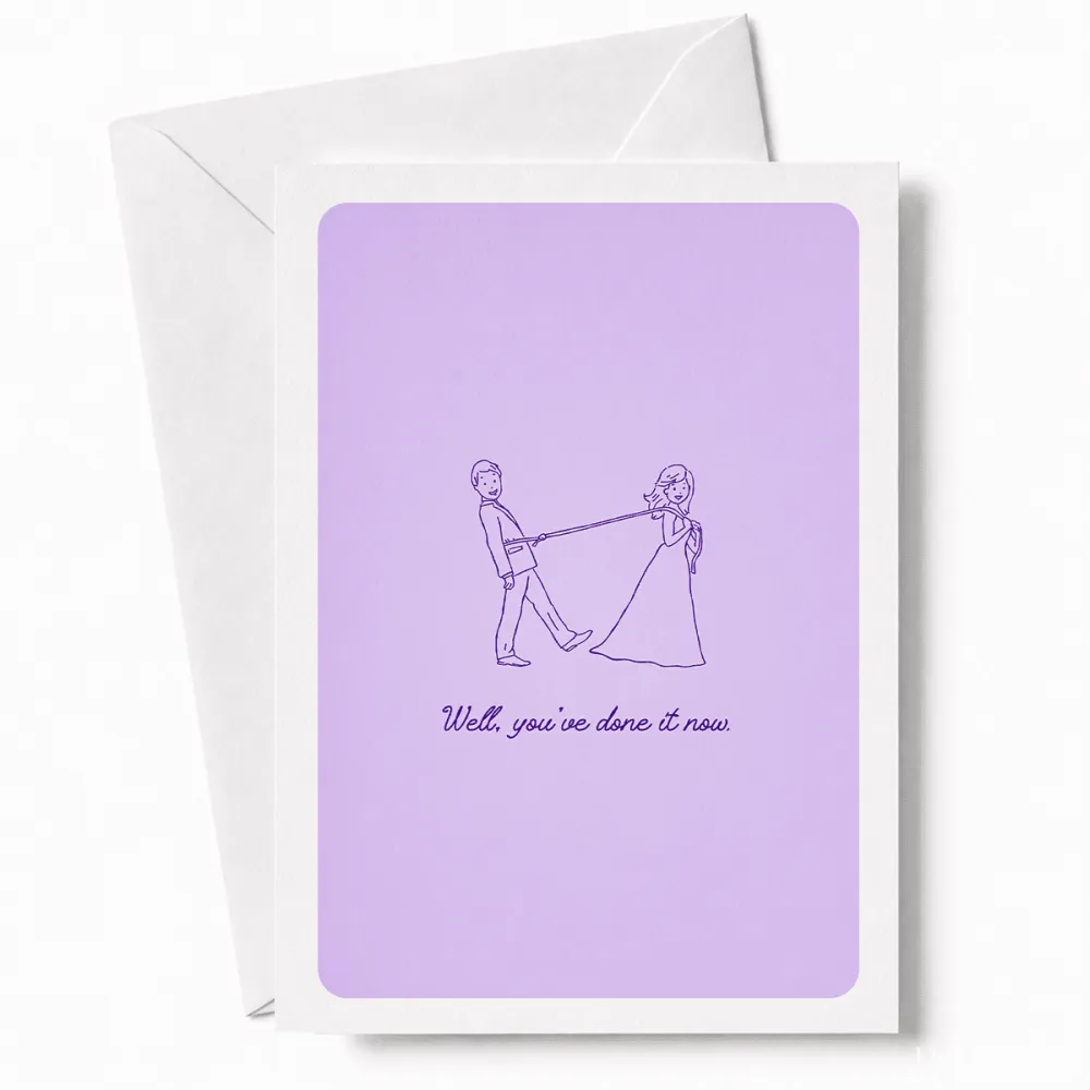 Well You’ve Done It Now | Funny Wedding Card - funny wedding card, kraft envelope, colour options, funny wedding,