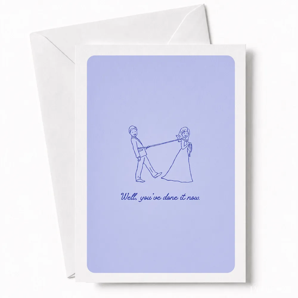 Well You’ve Done It Now | Funny Wedding Card - funny wedding card, kraft envelope, colour options, funny wedding,