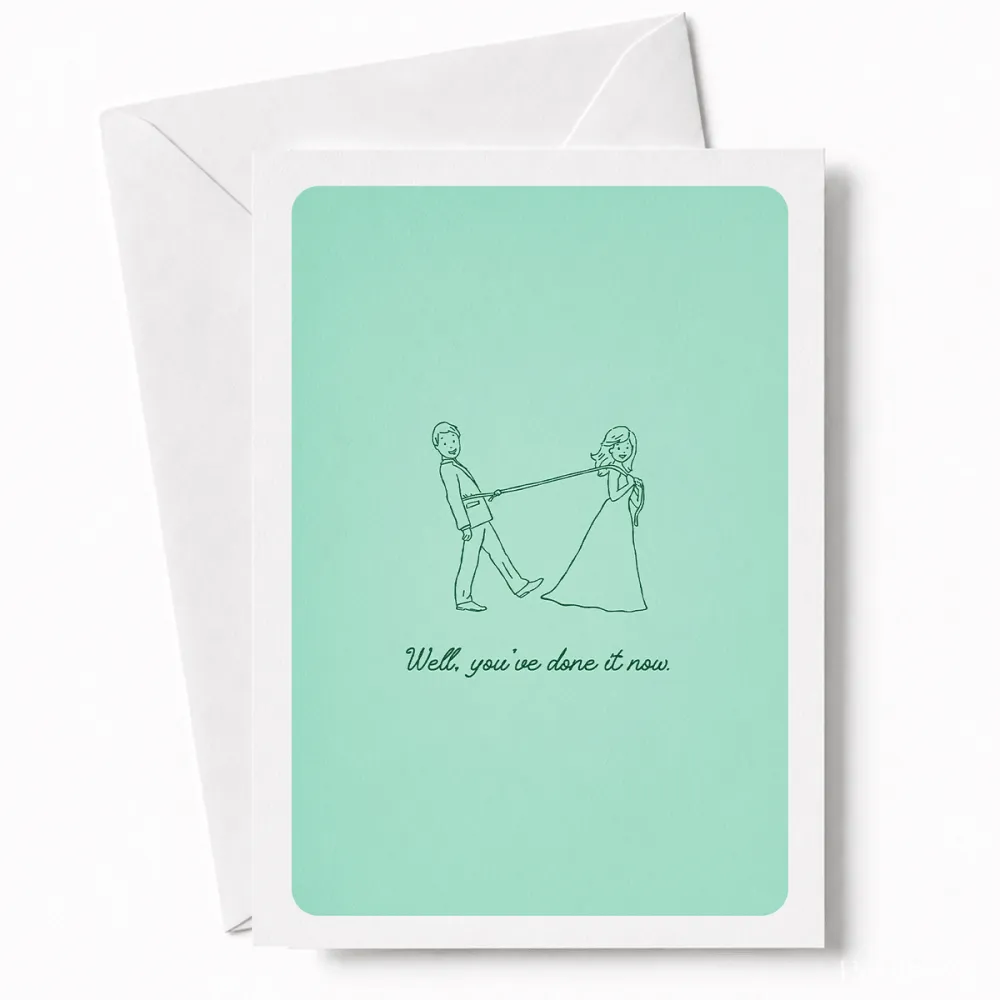 Well You’ve Done It Now | Funny Wedding Card - funny wedding card, kraft envelope, colour options, funny wedding,