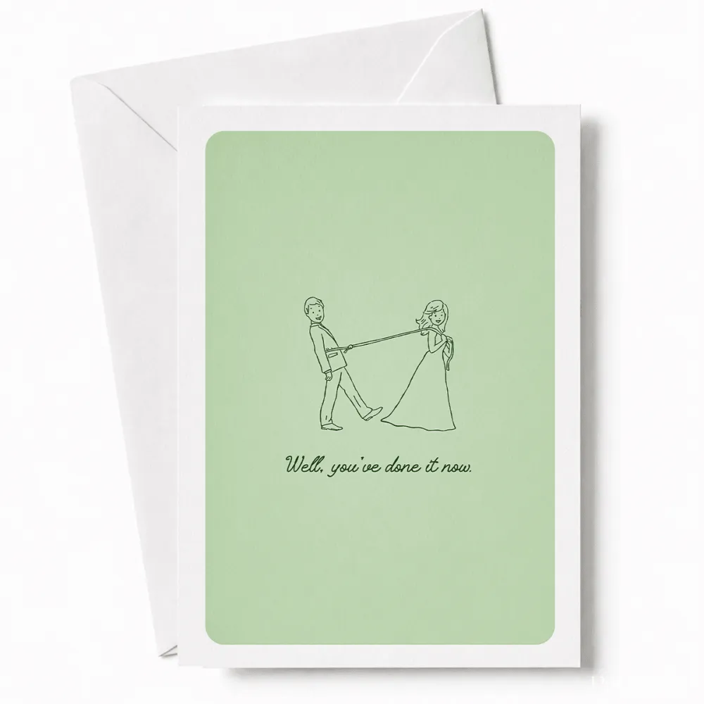 Well You’ve Done It Now | Funny Wedding Card - funny wedding card, kraft envelope, colour options, funny wedding,